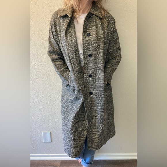 Vintage textured long jacket, iridescent lining - Picture 1 of 10